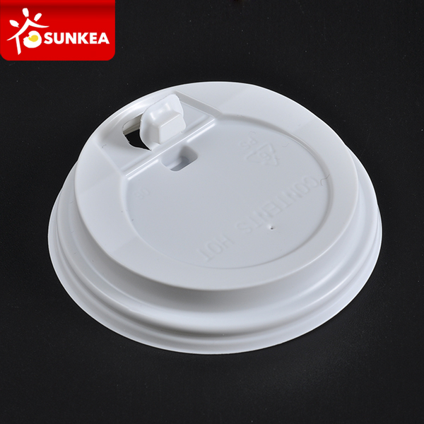 Disposable Paper Coffee Cup White Plastic Lid