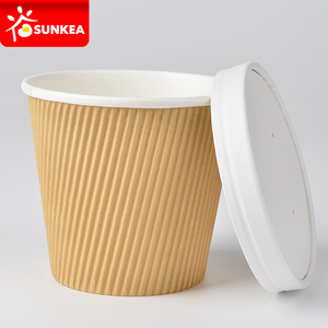  Kraft Insulated Ripple Wall Soup Cup with Vent Lids