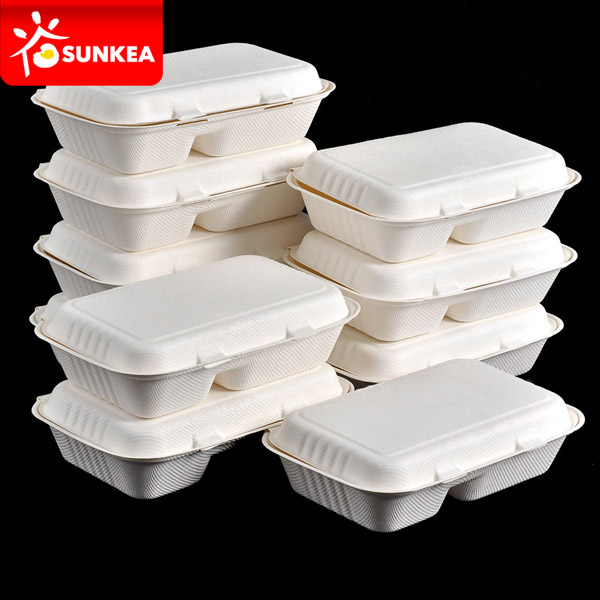 Biodegradable 2 Compartment Sugarcane Lunch Box