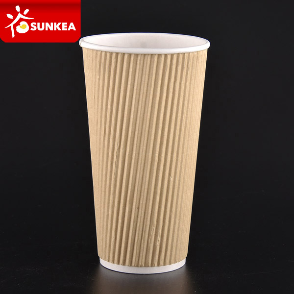 Disposable Kraft Paper Ripple Wall Hot Coffee Cup
