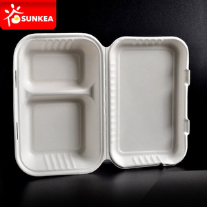2 Compartment Compostable Sugarcane Pulp Lunch Box