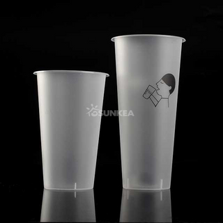 Disposable PP plastic frosted cup with lid