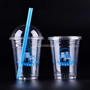Disposable PET Plastic Juice Cups with Lids