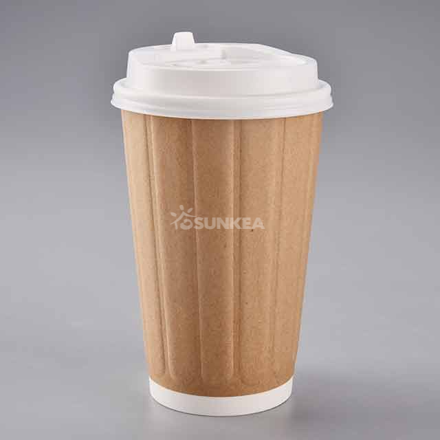 Heat Insulated Double Wall Kraft Paper Cup With Lid Buy Double Wall Paper Cup Disposable