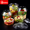 Clear Vegetable Fruit Salad PET Plastic Cup with Lid