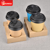Brown kraft paper coffee cup carry tray
