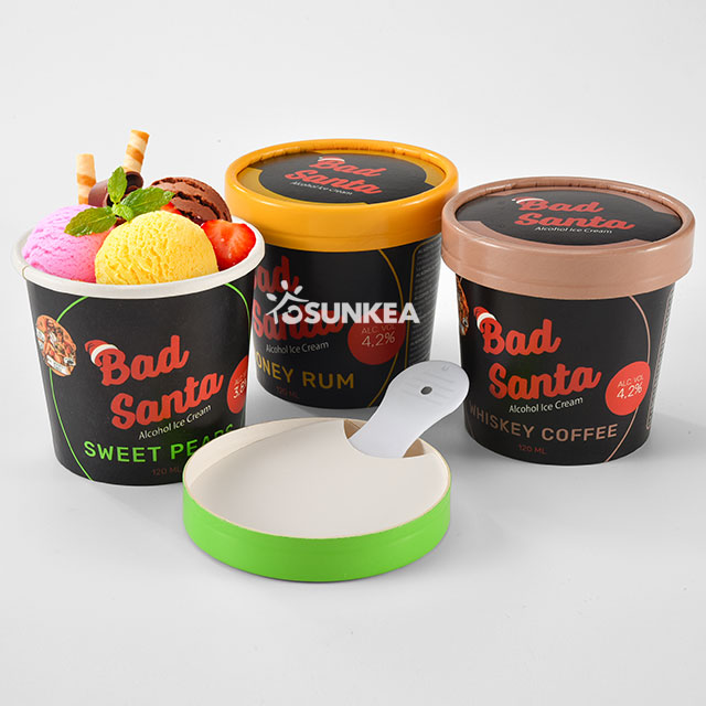 Custom Logo Single Wall Eco Friendly Paper Ice Cream Cup
