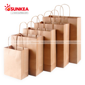 Custom Printed Food Packaging Brown Paper Bags with Handles