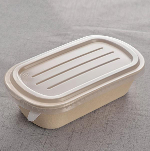 Wheat straw fiber pulp food box with plastic lid