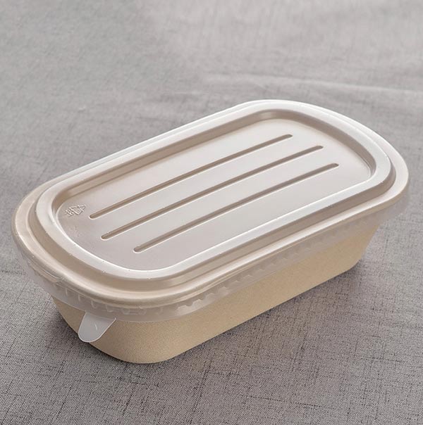 2-Compartment Wheat Straw Pulp Food Box with Lid 