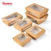 Disposable kraft paper box with separate window lid for salad