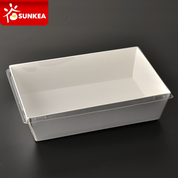 White Takeaway Sushi Paper Tray with Plastic Lid