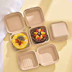Compostable Eco-friendly Packaging Clamshell Box for Burger And Cake