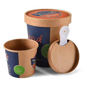 Kraft Ice Cream Cup with Paper Lid And Spoon