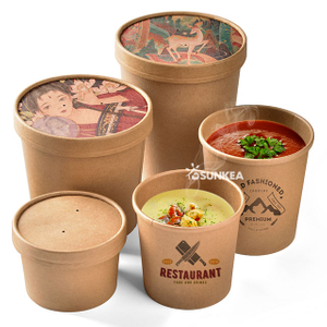 Custom Printed Disposable Hot Soup Bowls, Paper Soup Cup