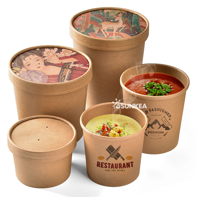 Custom Printed Compostable Kraft Soup Tub