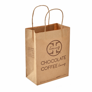Brown kraft packaging handle paper bag for food