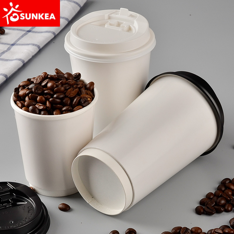 Double Wall Custom Printed Drinking Coffee Paper Disposable Cup with Lids