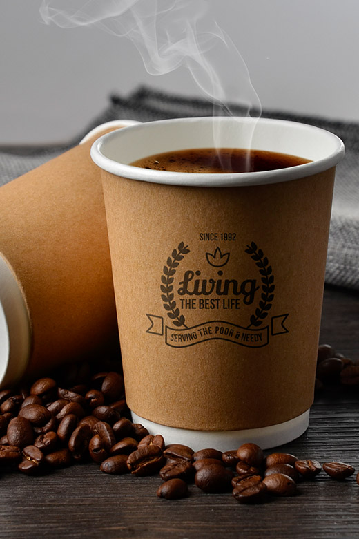 Disposable Double Wall Kraft Paper Hot Coffee Cup