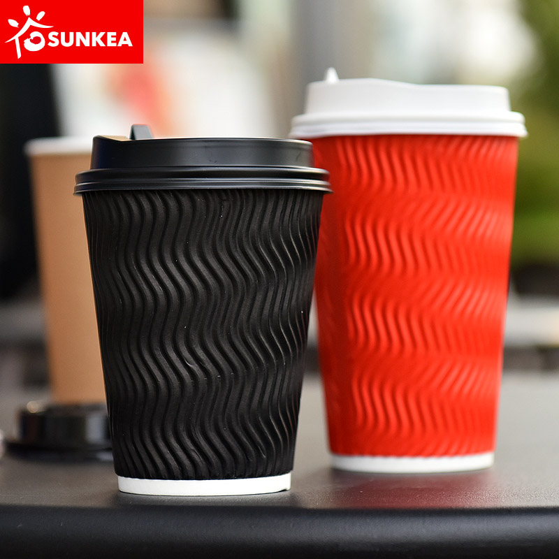 Disposable Hot Coffee Wave Ripple Wall Paper Cup