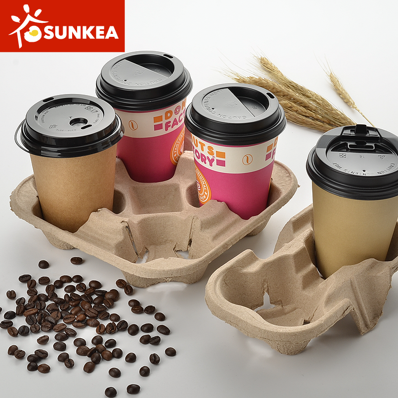 Mould Pulp Fiber Coffee Cup Carrier