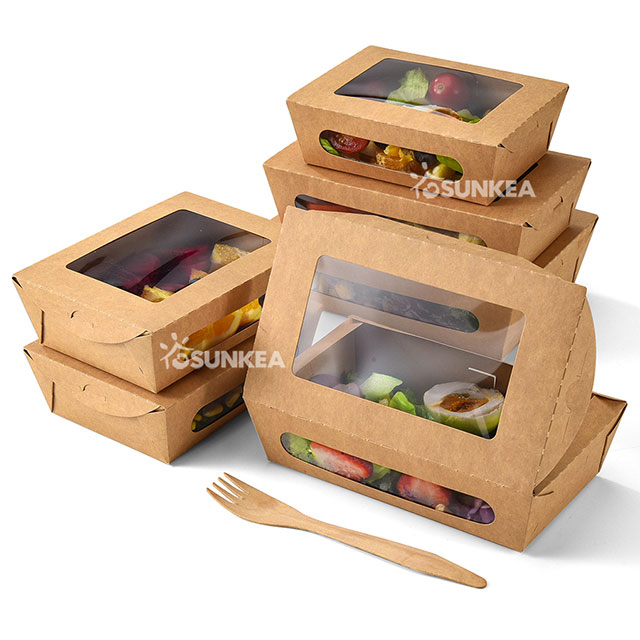  Paper Salad Box with Clear Window 