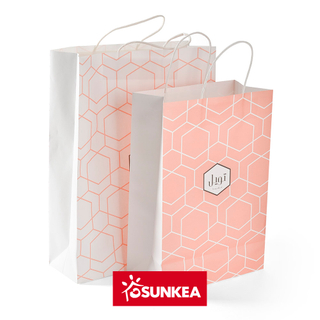 Sunkea custom print logo white paper bag supplier