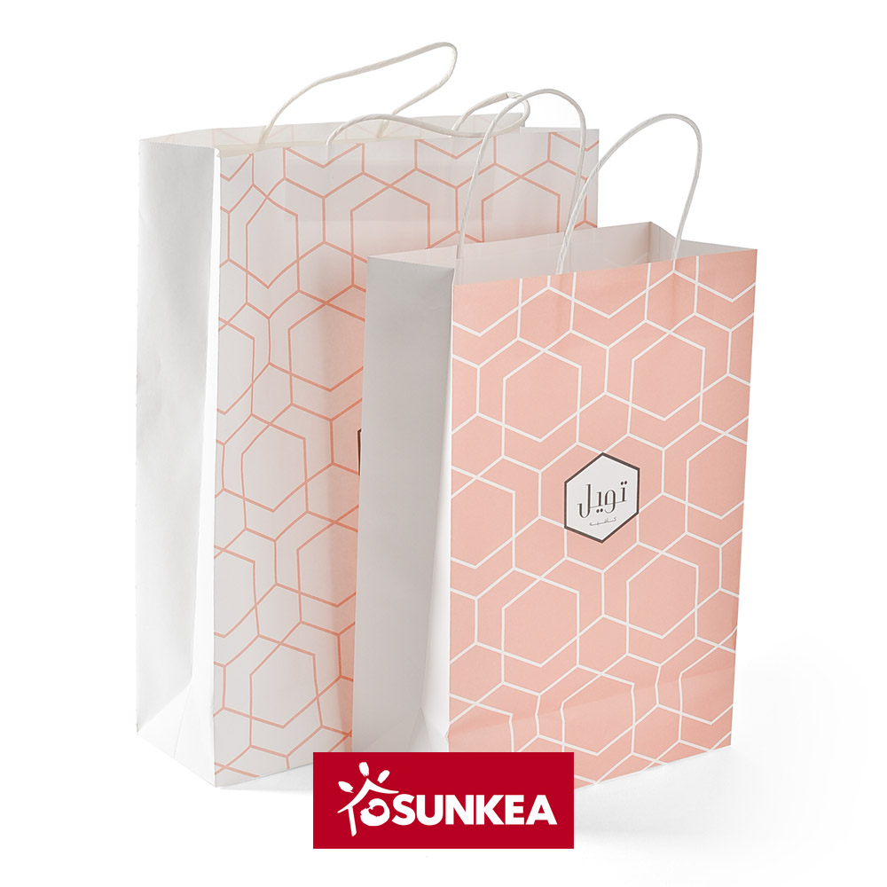 Sunkea Custom Printed food packaging pink paper bag