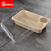 2 compartment biodegradable wheat straw pulp food box with lid